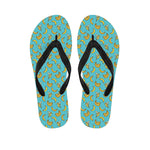 Turquoise Banana Pattern Print Flip Flops