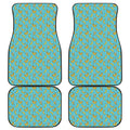Turquoise Banana Pattern Print Front and Back Car Floor Mats