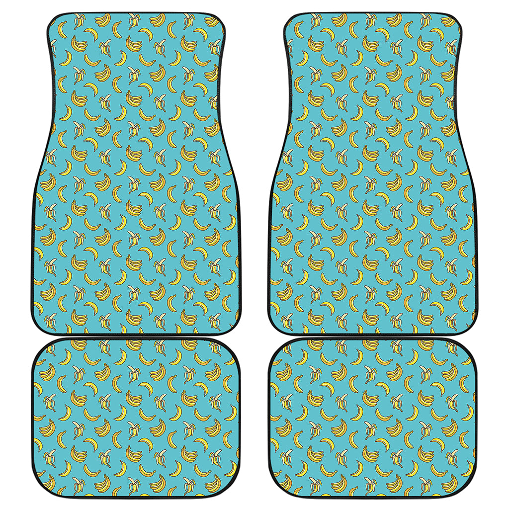 Turquoise Banana Pattern Print Front and Back Car Floor Mats