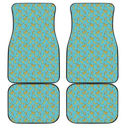 Turquoise Banana Pattern Print Front and Back Car Floor Mats