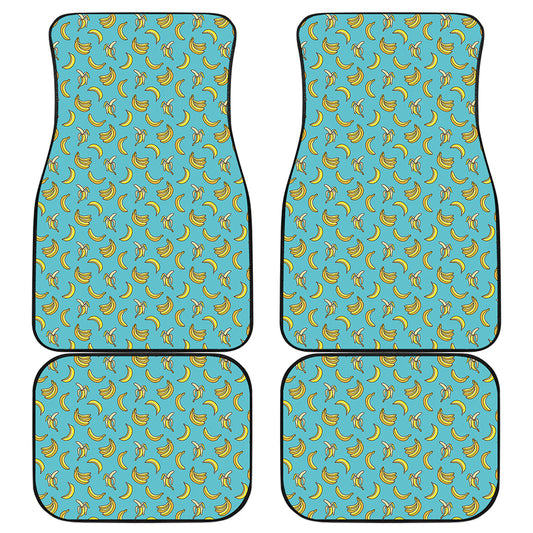 Turquoise Banana Pattern Print Front and Back Car Floor Mats
