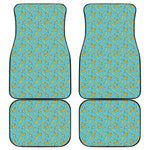 Turquoise Banana Pattern Print Front and Back Car Floor Mats