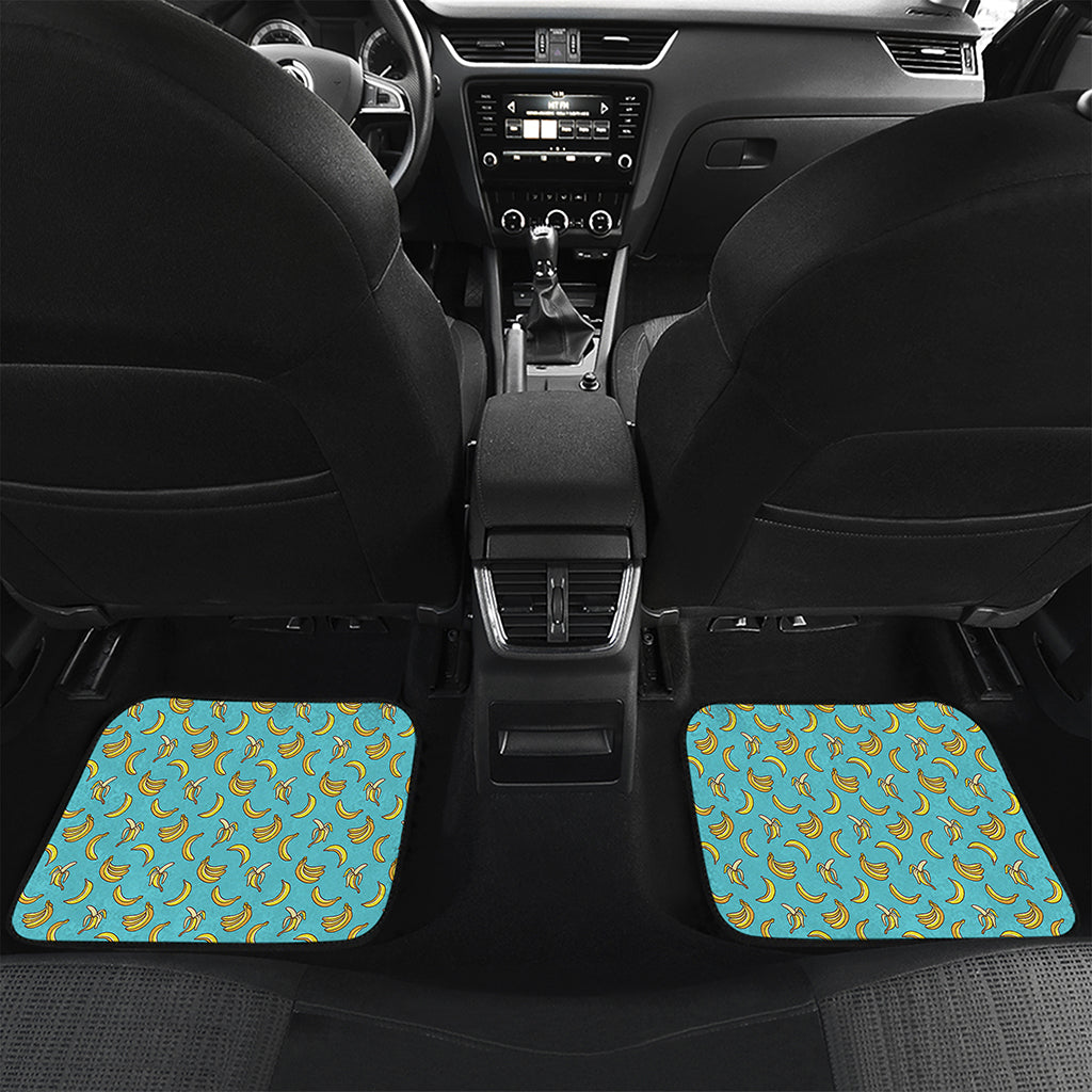 Turquoise Banana Pattern Print Front and Back Car Floor Mats