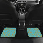Turquoise Banana Pattern Print Front and Back Car Floor Mats