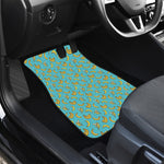 Turquoise Banana Pattern Print Front and Back Car Floor Mats