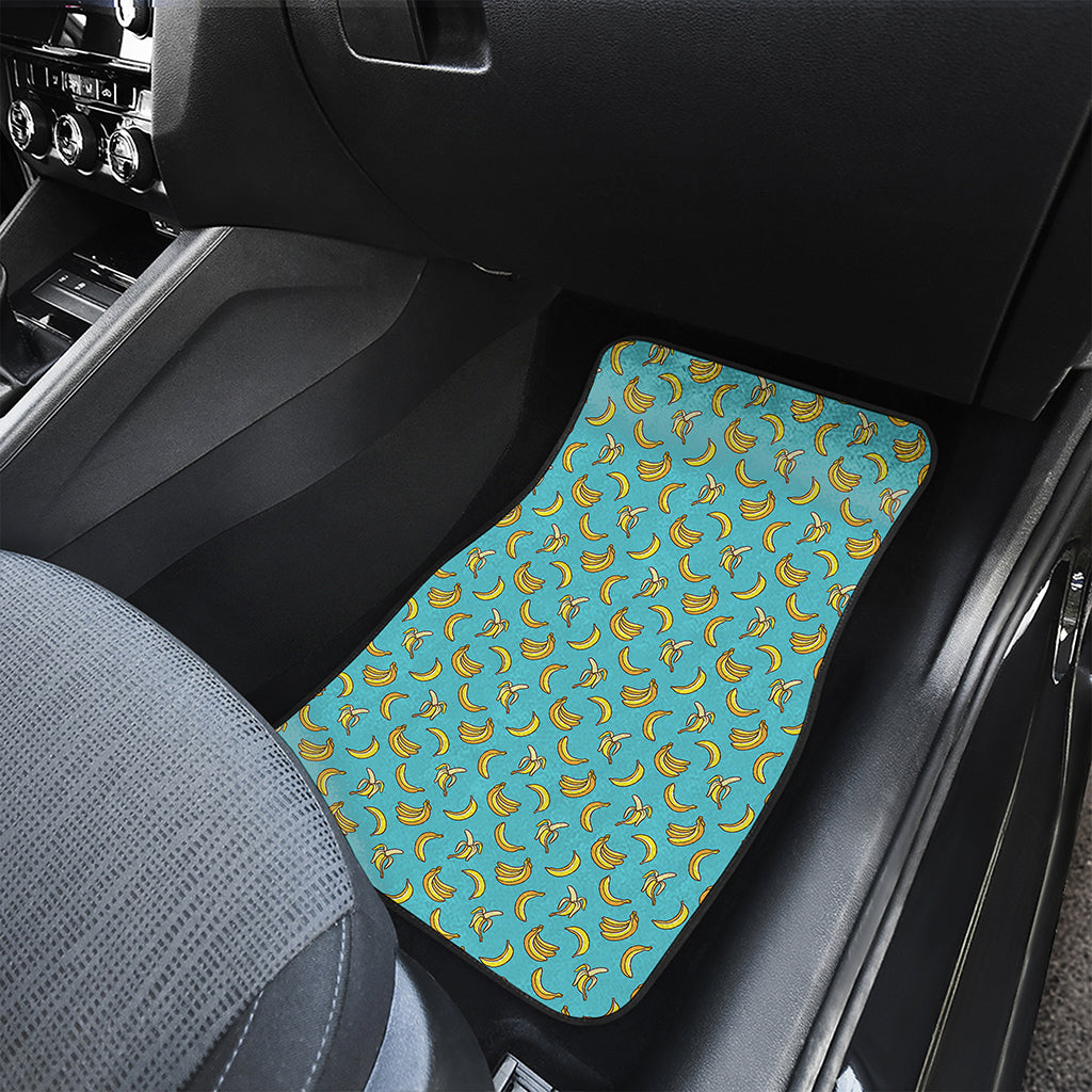 Turquoise Banana Pattern Print Front and Back Car Floor Mats