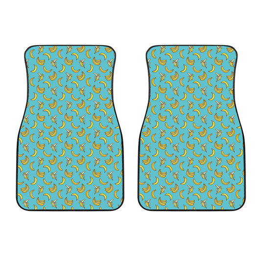 Turquoise Banana Pattern Print Front Car Floor Mats