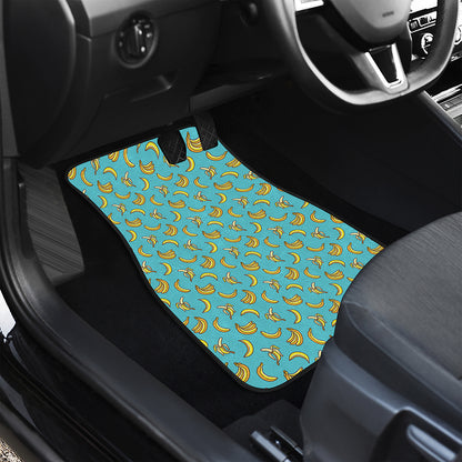 Turquoise Banana Pattern Print Front Car Floor Mats