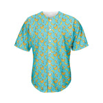 Turquoise Banana Pattern Print Men's Baseball Jersey