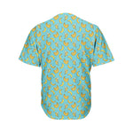 Turquoise Banana Pattern Print Men's Baseball Jersey