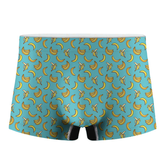 Turquoise Banana Pattern Print Men's Boxer Briefs