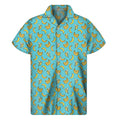 Turquoise Banana Pattern Print Men's Short Sleeve Shirt