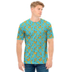 Turquoise Banana Pattern Print Men's T-Shirt