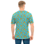 Turquoise Banana Pattern Print Men's T-Shirt