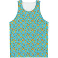 Turquoise Banana Pattern Print Men's Tank Top