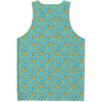 Turquoise Banana Pattern Print Men's Tank Top