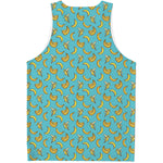 Turquoise Banana Pattern Print Men's Tank Top