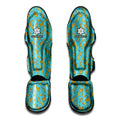 Turquoise Banana Pattern Print Muay Thai Shin Guards