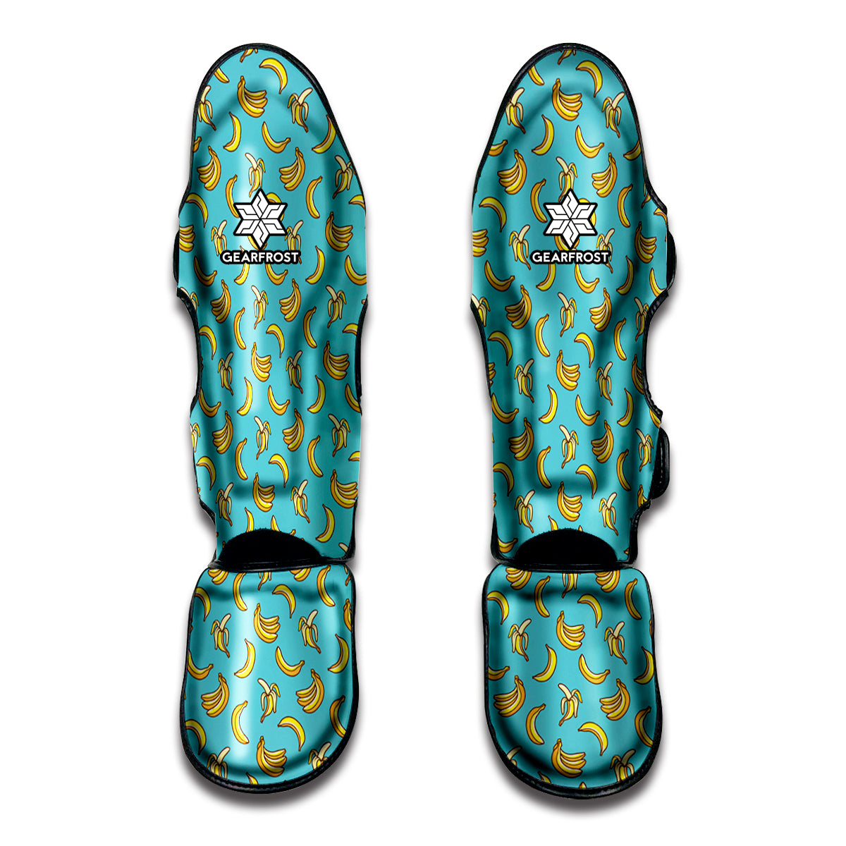Turquoise Banana Pattern Print Muay Thai Shin Guard