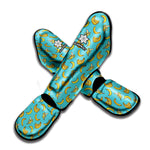 Turquoise Banana Pattern Print Muay Thai Shin Guard