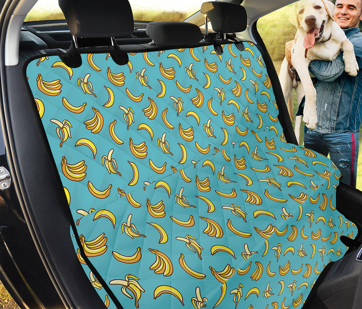 Turquoise Banana Pattern Print Pet Car Back Seat Cover