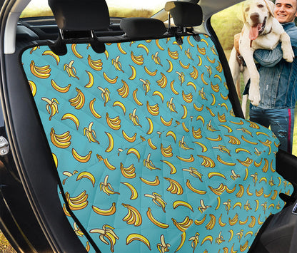 Turquoise Banana Pattern Print Pet Car Back Seat Cover