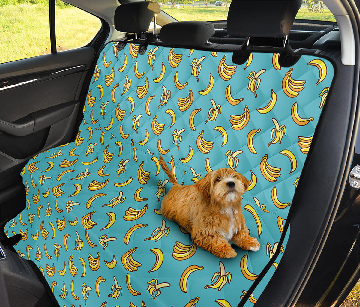 Turquoise Banana Pattern Print Pet Car Back Seat Cover