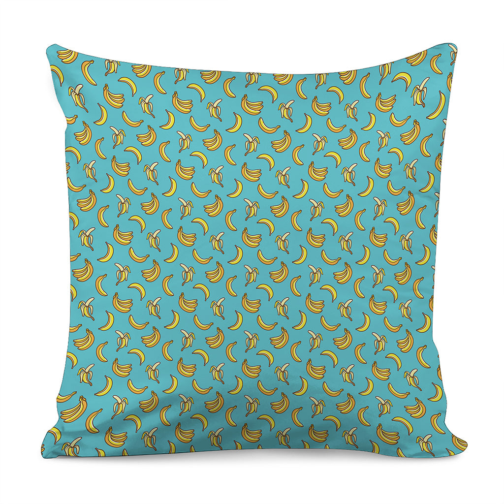 Turquoise Banana Pattern Print Pillow Cover