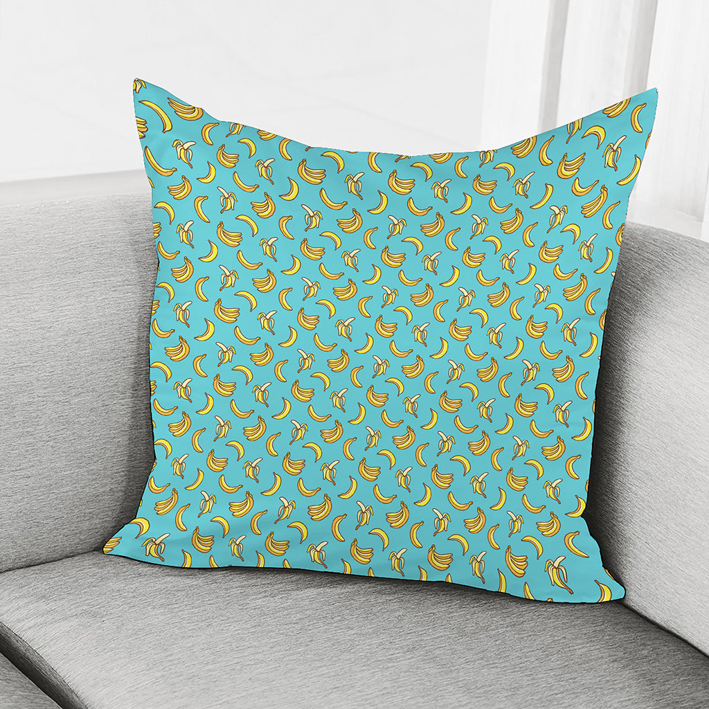 Turquoise Banana Pattern Print Pillow Cover