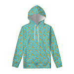 Turquoise Banana Pattern Print Pullover Hoodie
