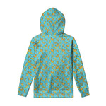 Turquoise Banana Pattern Print Pullover Hoodie