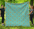 Turquoise Banana Pattern Print Quilt
