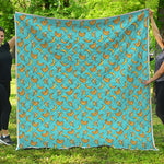 Turquoise Banana Pattern Print Quilt