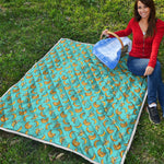 Turquoise Banana Pattern Print Quilt