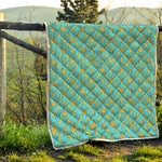 Turquoise Banana Pattern Print Quilt