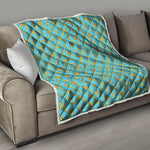 Turquoise Banana Pattern Print Quilt