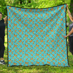 Turquoise Banana Pattern Print Quilt