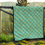 Turquoise Banana Pattern Print Quilt