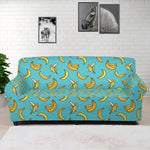 Turquoise Banana Pattern Print Sofa Cover