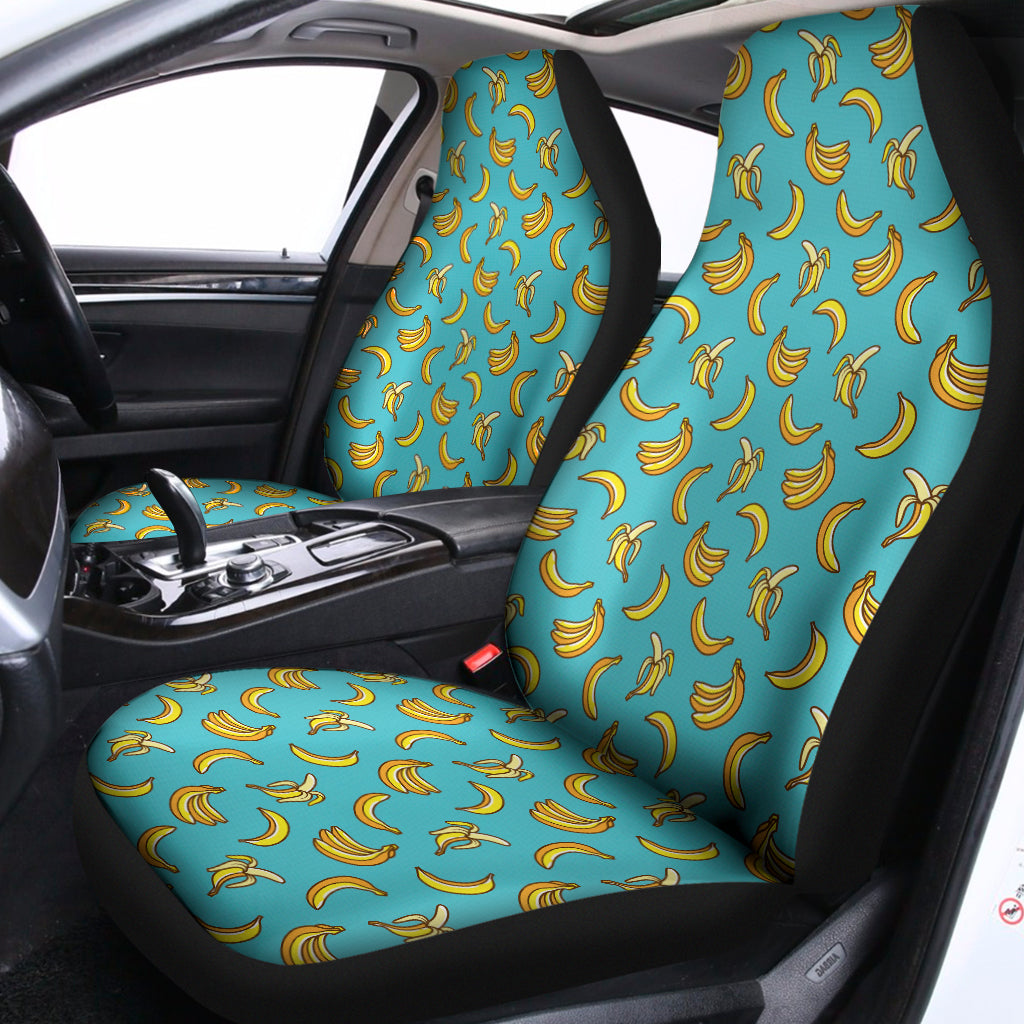 Turquoise Banana Pattern Print Universal Fit Car Seat Covers