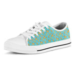 Turquoise Banana Pattern Print White Low Top Shoes
