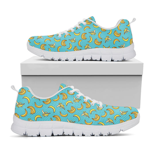 Turquoise Banana Pattern Print White Sneakers