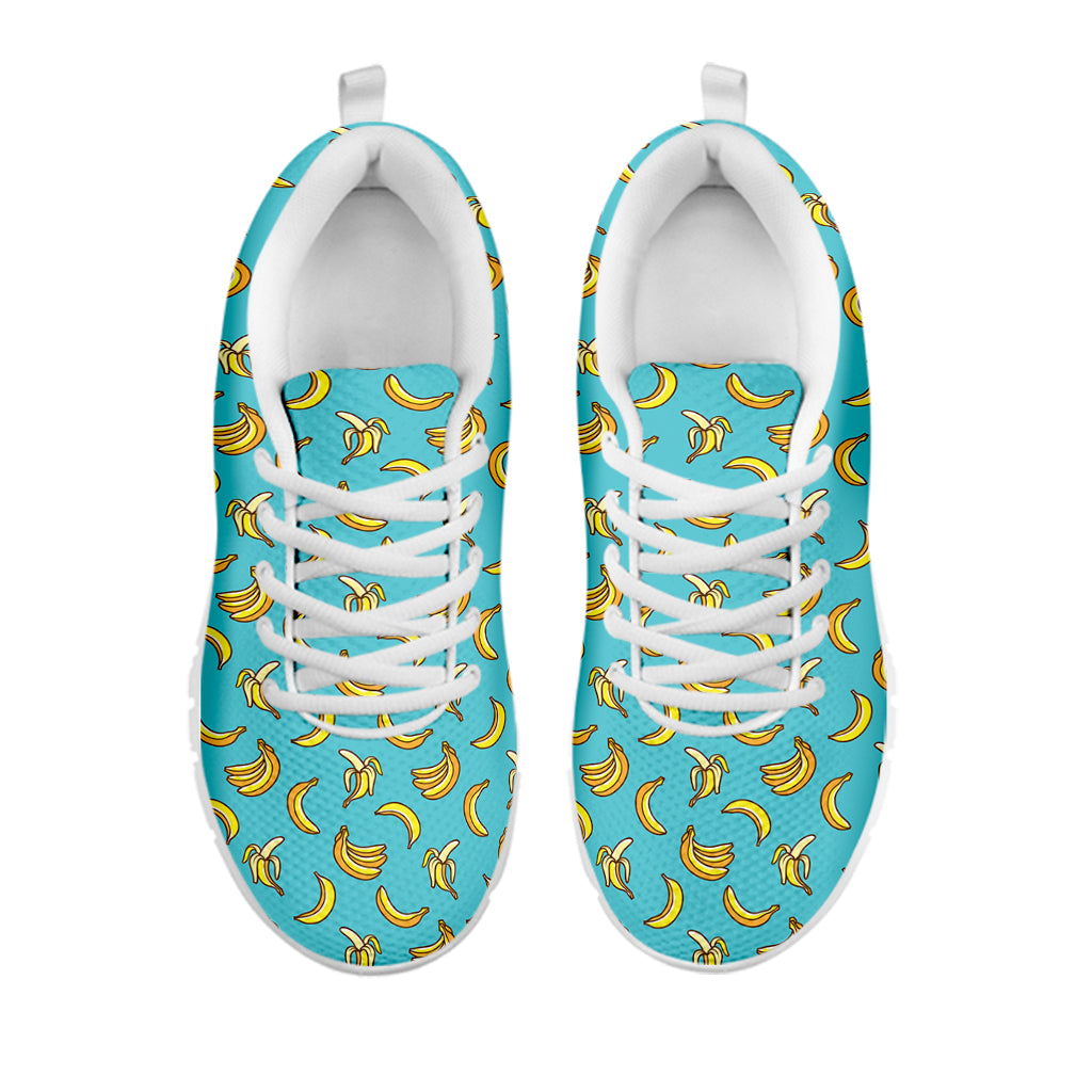 Turquoise Banana Pattern Print White Sneakers