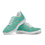 Turquoise Banana Pattern Print White Sneakers
