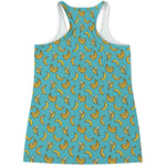 Turquoise Banana Pattern Print Women's Racerback Tank Top