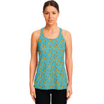 Turquoise Banana Pattern Print Women's Racerback Tank Top