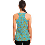 Turquoise Banana Pattern Print Women's Racerback Tank Top