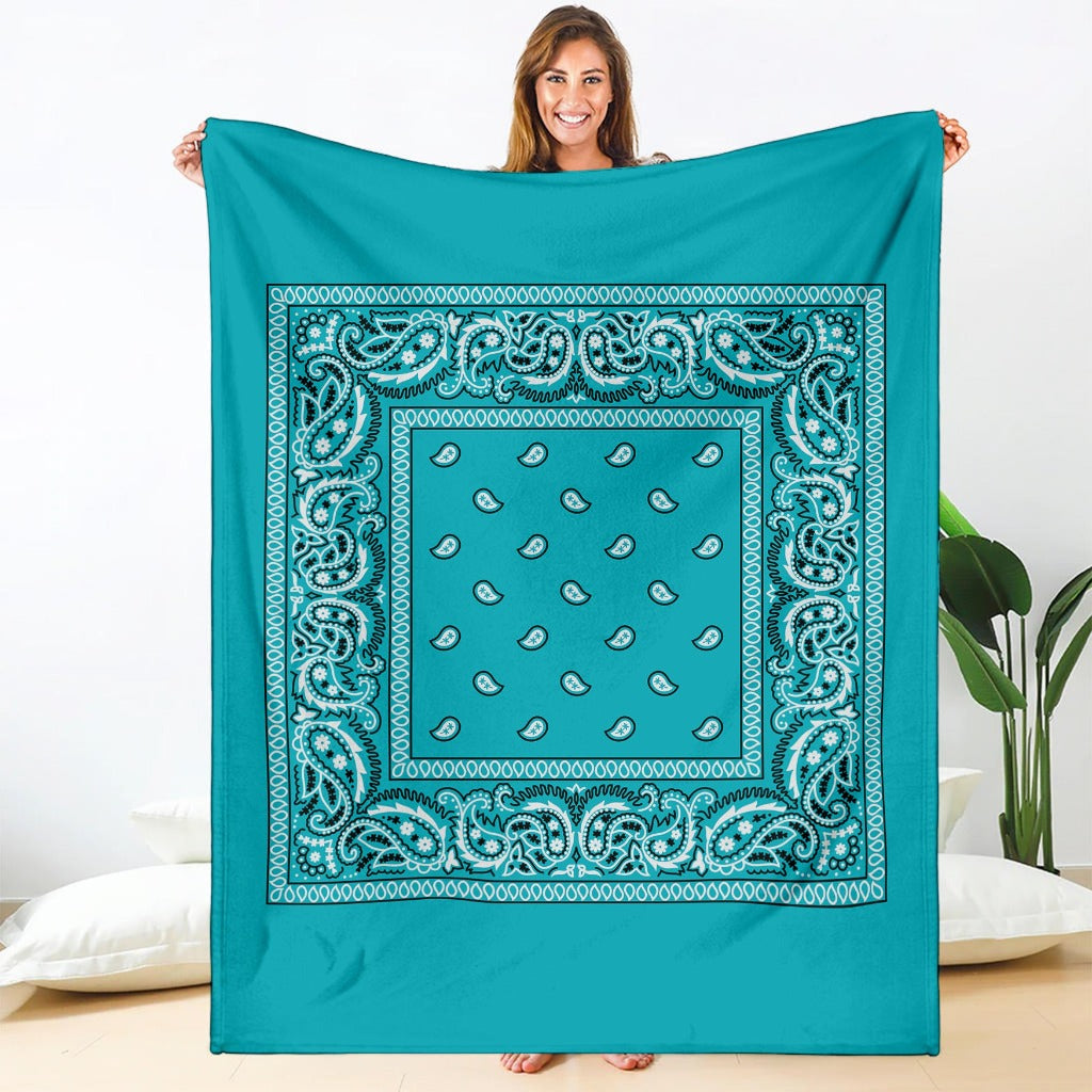 Turquoise Blue Bandana Blanket