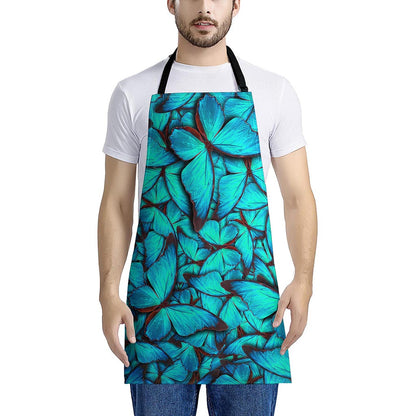 Turquoise Butterfly Pattern Print Apron