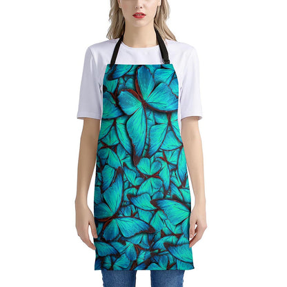 Turquoise Butterfly Pattern Print Apron
